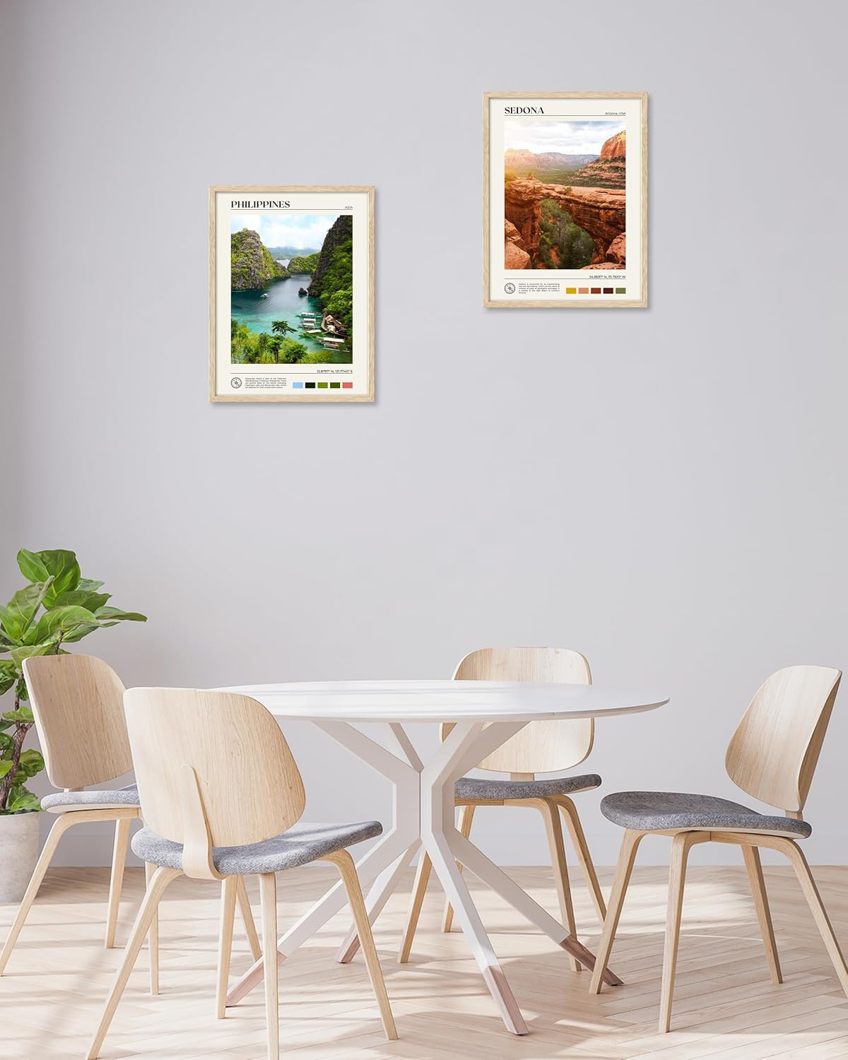 HesenDot Natural OAK Wood Framed Arizona Wall Art,12x16in Sedona's Red Rock Formations Quality