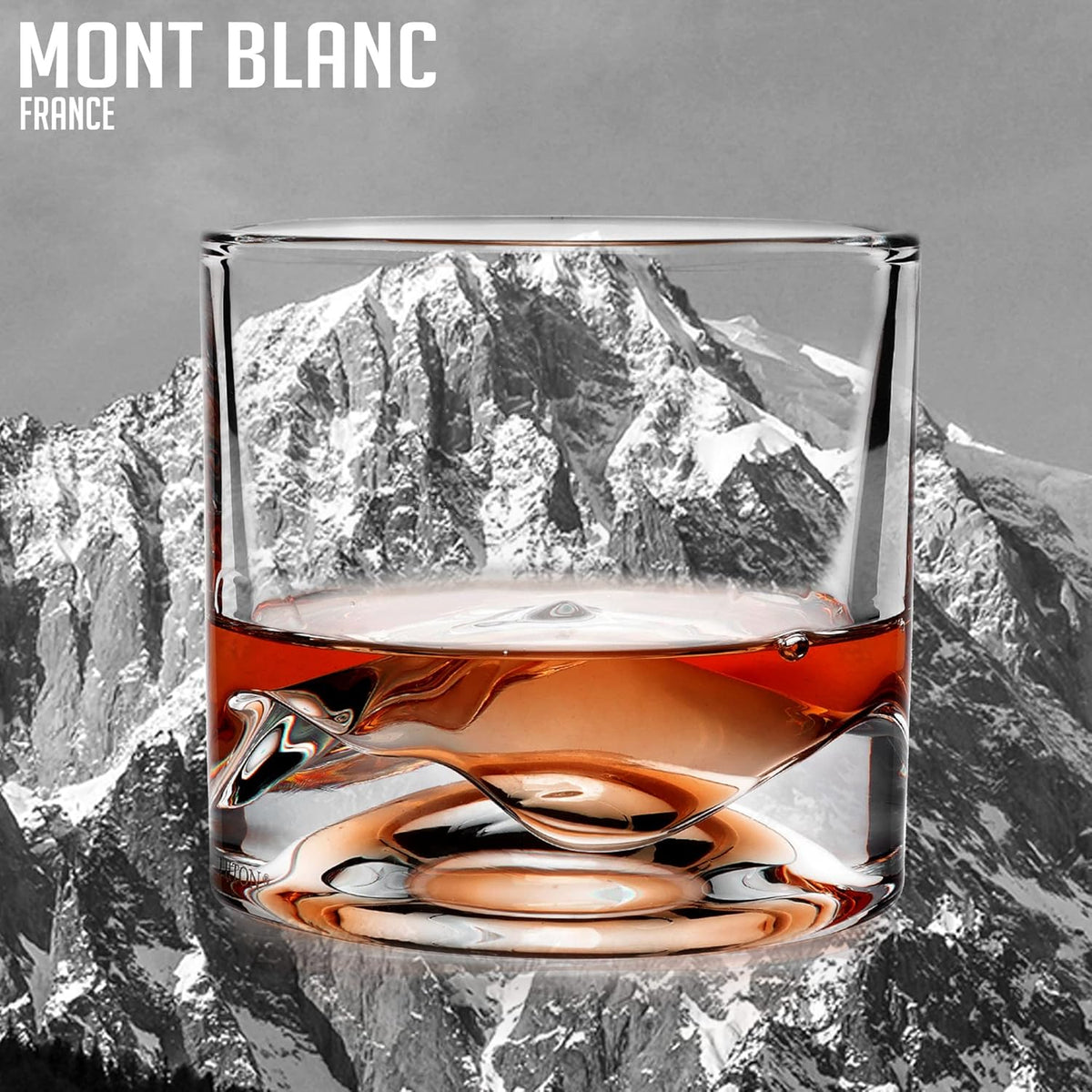 Mont Blanc Heavy Crystal Whiskey Glasses Gift Set of 2, Thick Freezable Bourbon Glass 1lb Each