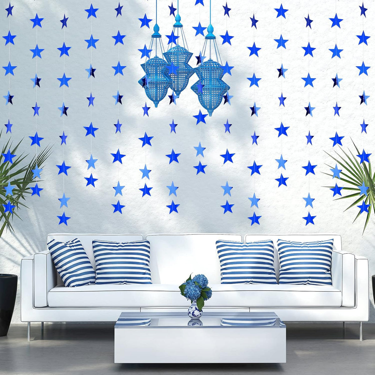 Patelai Glitter Star Garland Banner Decor 130 Feet Star Hanging Bunting Banner Twinkle Backdrop for