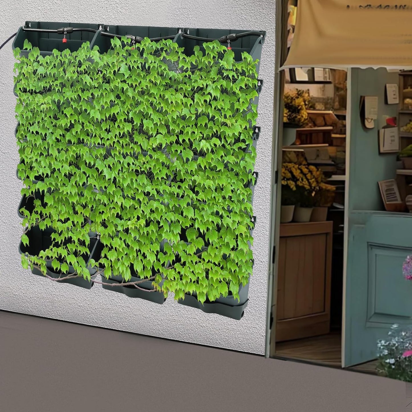 Self-Watering Wall-Mounted Planter, Vertical Garden Planter Set with 18 Pots, Stackable Plant Grow