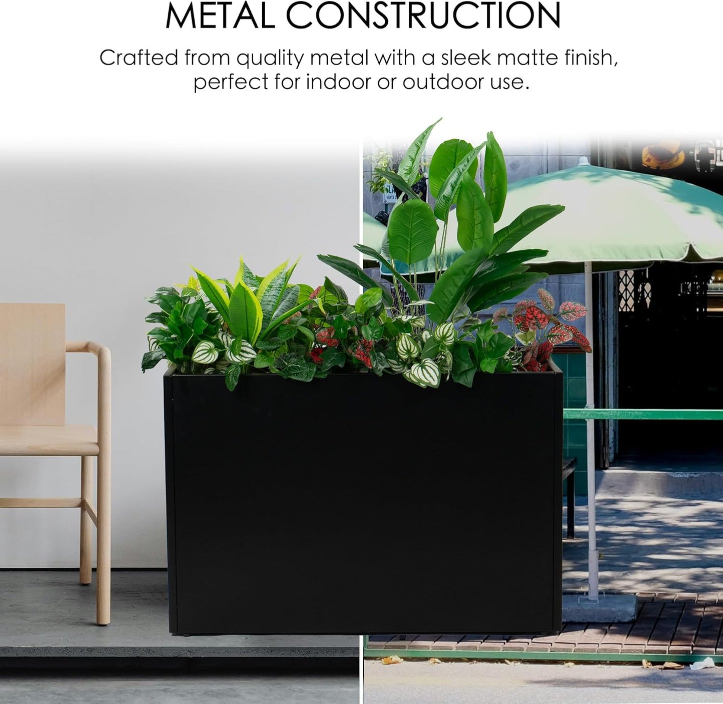 Kozyard 36" x 12" x 24" Metal Rectangular Planter Box Steel Long Box Planter Black Powder Coated