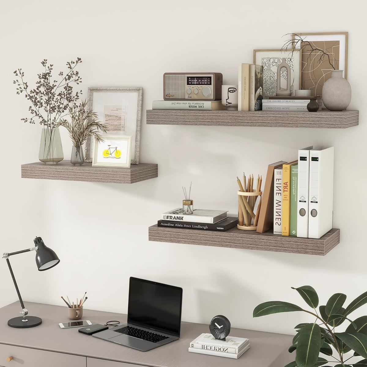 12 Inch Deep Floating Shelves for Wall | 30 Inch Floating Shelves Set of 2 | Rustic Grey Wood