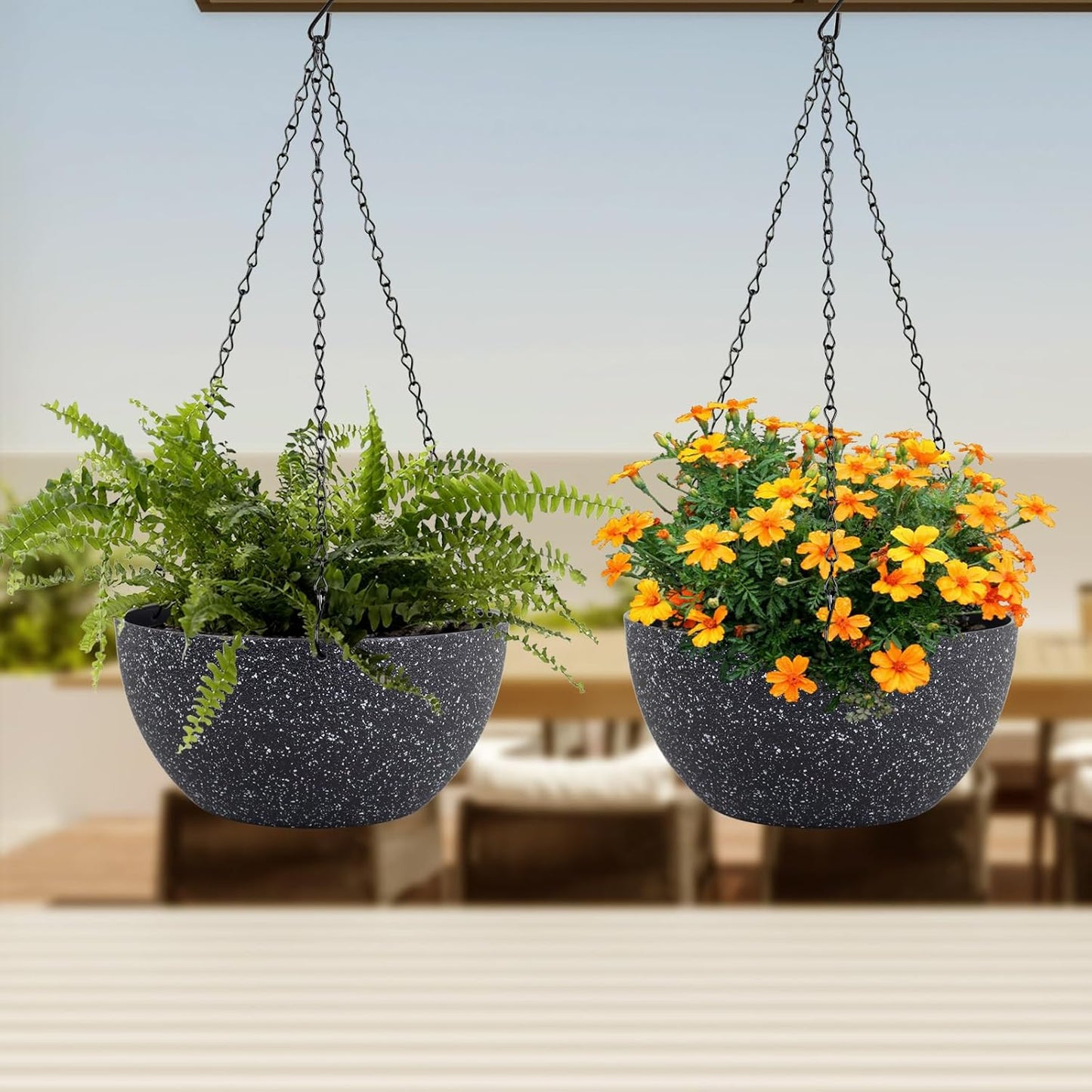 12 inch Large Hanging Planters for Indoor Outdoor Plants, 2 Pack Hanging Flower Pots with Drainage