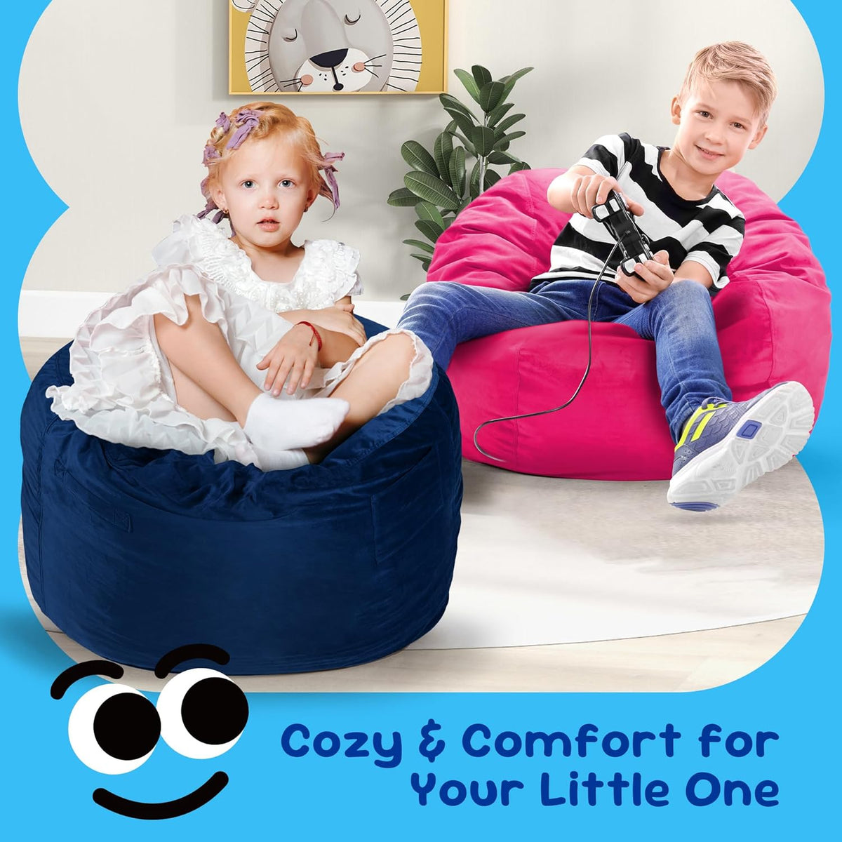 Hobestluk Bean Bag Chairs 2.5FT Bean Bag Chair with Memory Foam Filled & Machine Washable