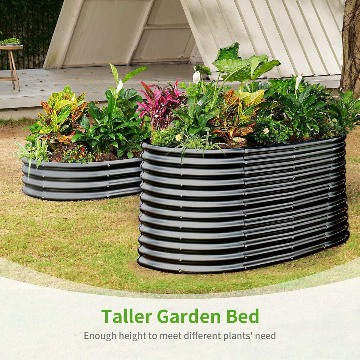 Land Guard 6x3x3ft Oval Galvanized Raised Garden Beds, Large-Capacity Metal Planter Box Outdoor