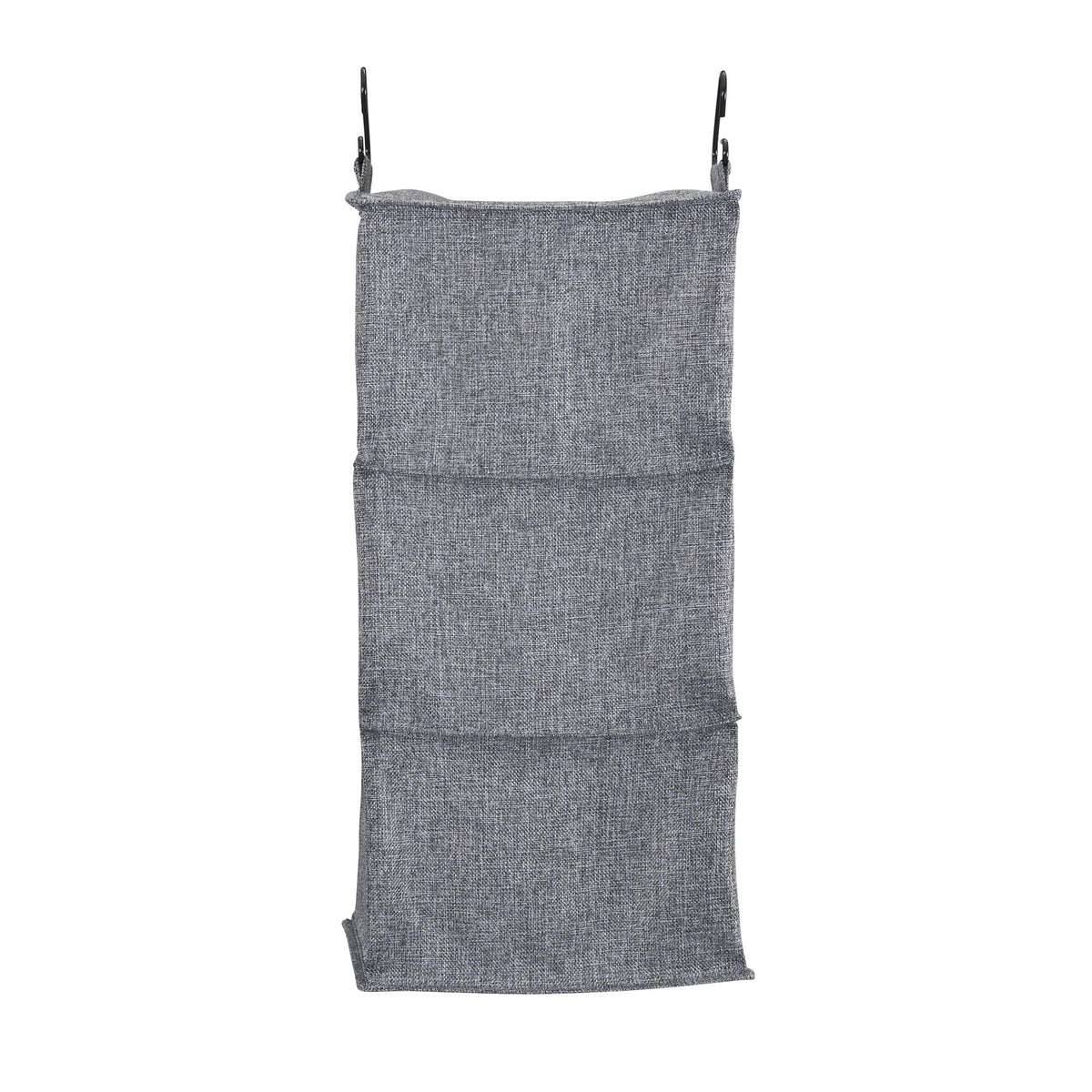 Household Essentials 3‑Shelf Hanging Closet Organizer with Hooks in Poly Linen and PEVA Shelving