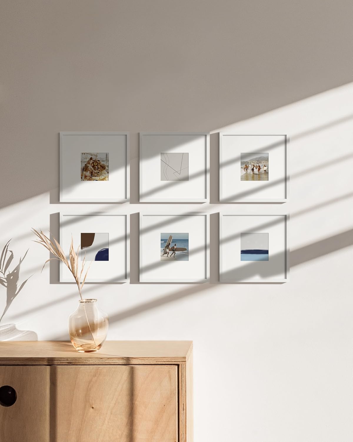 HAUS AND HUES 8x8 White Metal Picture Frames Matted to 4x4 - Features Premium Aluminum & Hanging