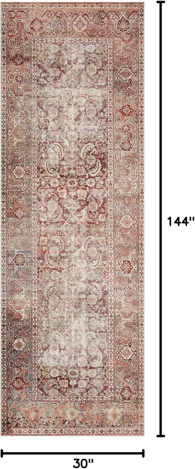 Loloi Layla Collection LAY-11 Cinnamon/Sage 2'-6" x 12'-0" .13" Thick Runner Rug, Soft, Durable