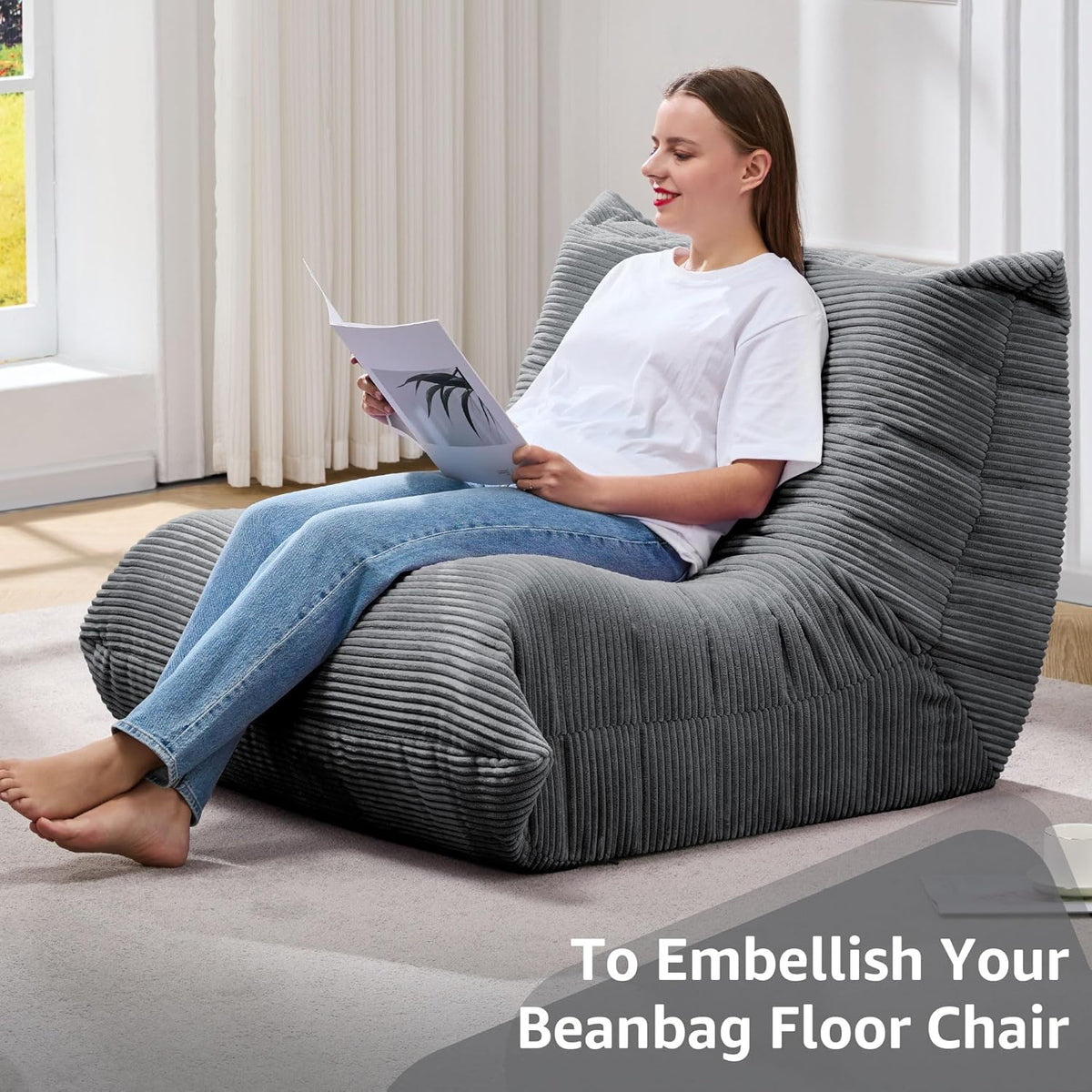 Bean Bag Chairs for Adults Giant Bean Bag Chair Memory Foam BeanBag Chair Big Bean Bag Sofa with
