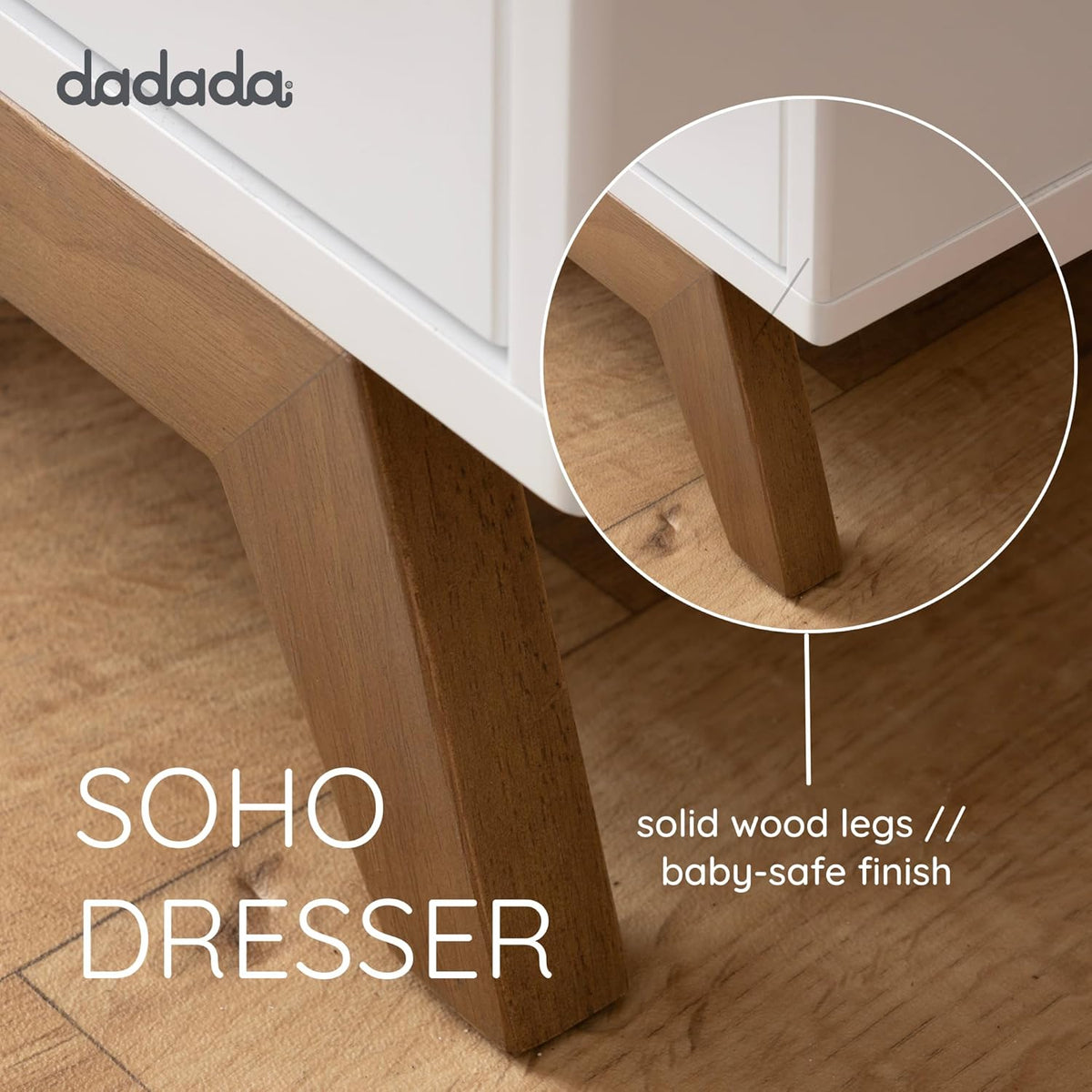 dadada Soho 5-Drawer Dresser for Nursery and Bedroom - Modern Design, Large Storage, Baby-Safe