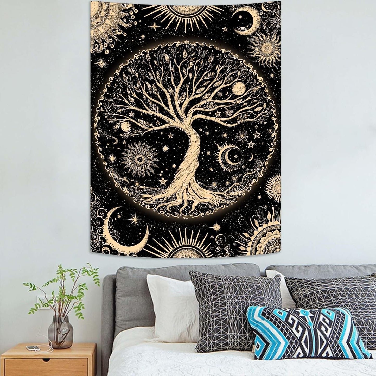 Lunerfex Tree of Life Tapestry Starry Sky Wall Tapestry, Vintage Tapestries for Bedroom Ceiling