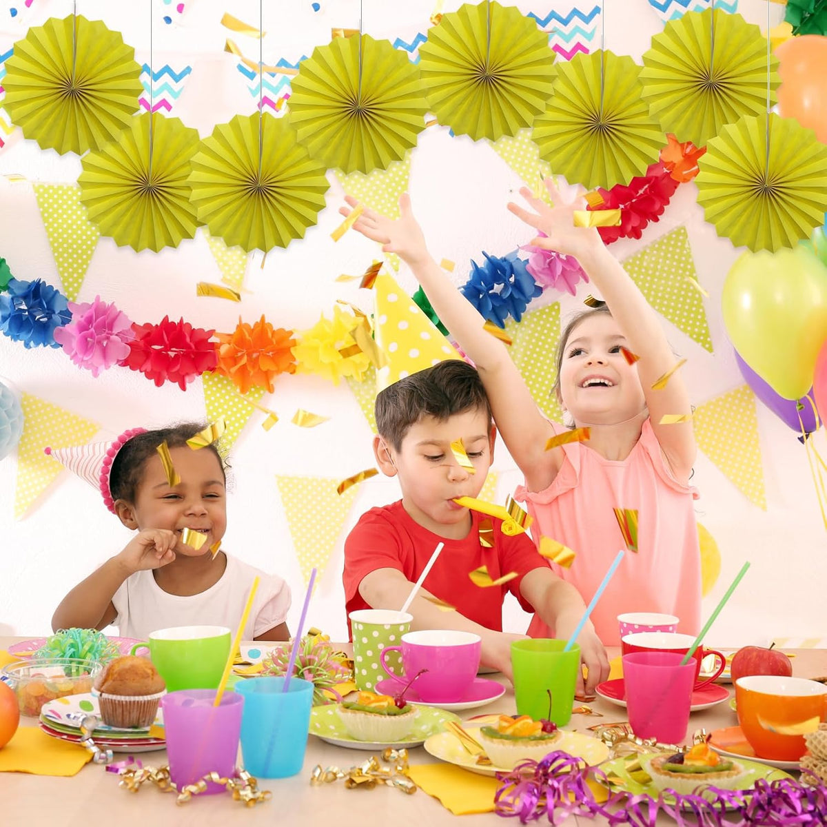 Yellow Party Decorations,Paper Decorations for Party,Lemon Decorations Party Paper Fans Bulk