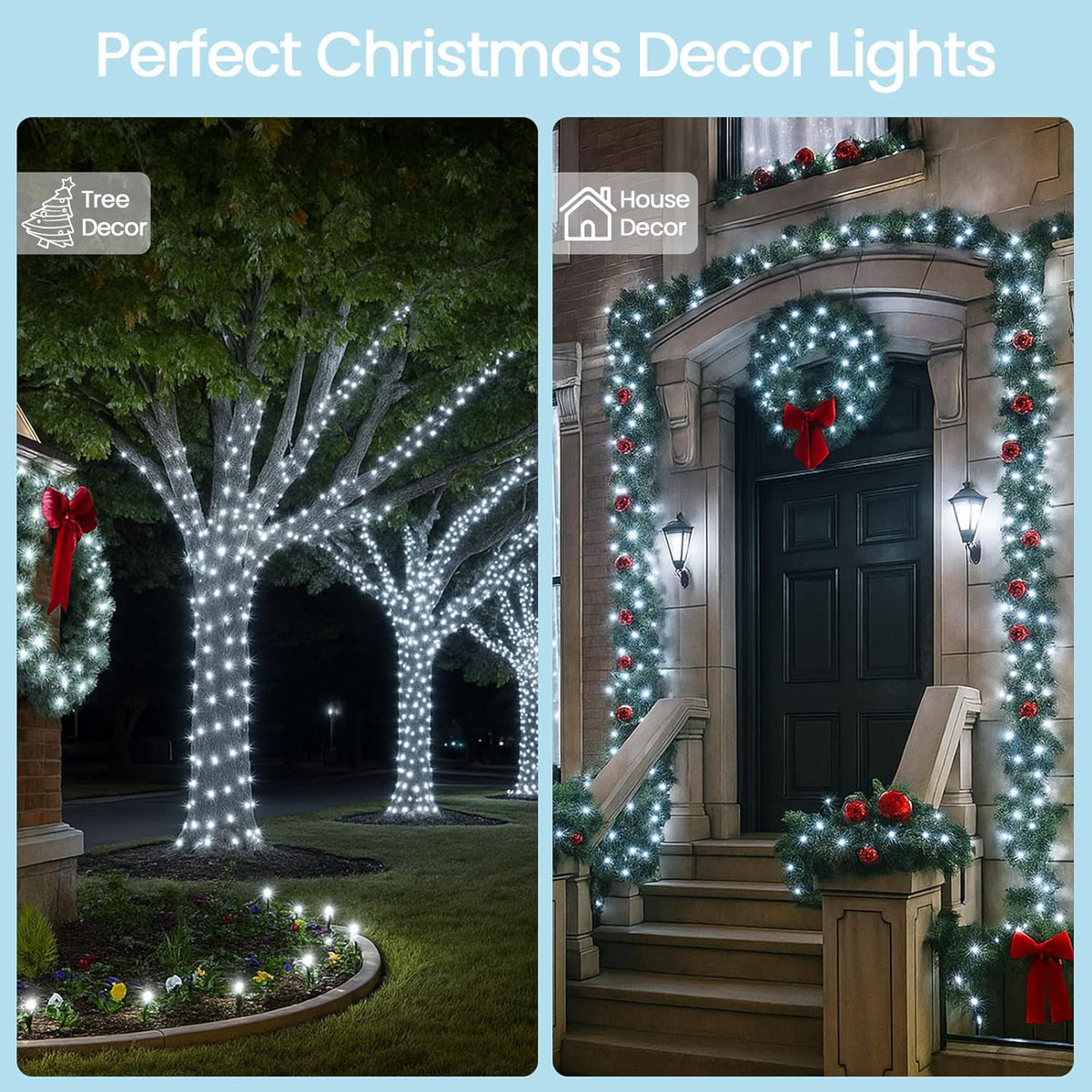 SANJICHA 2-Pack Each 72FT 200 LED Solar String Lights Outdoor, Waterproof Solar Fairy Lights Silver