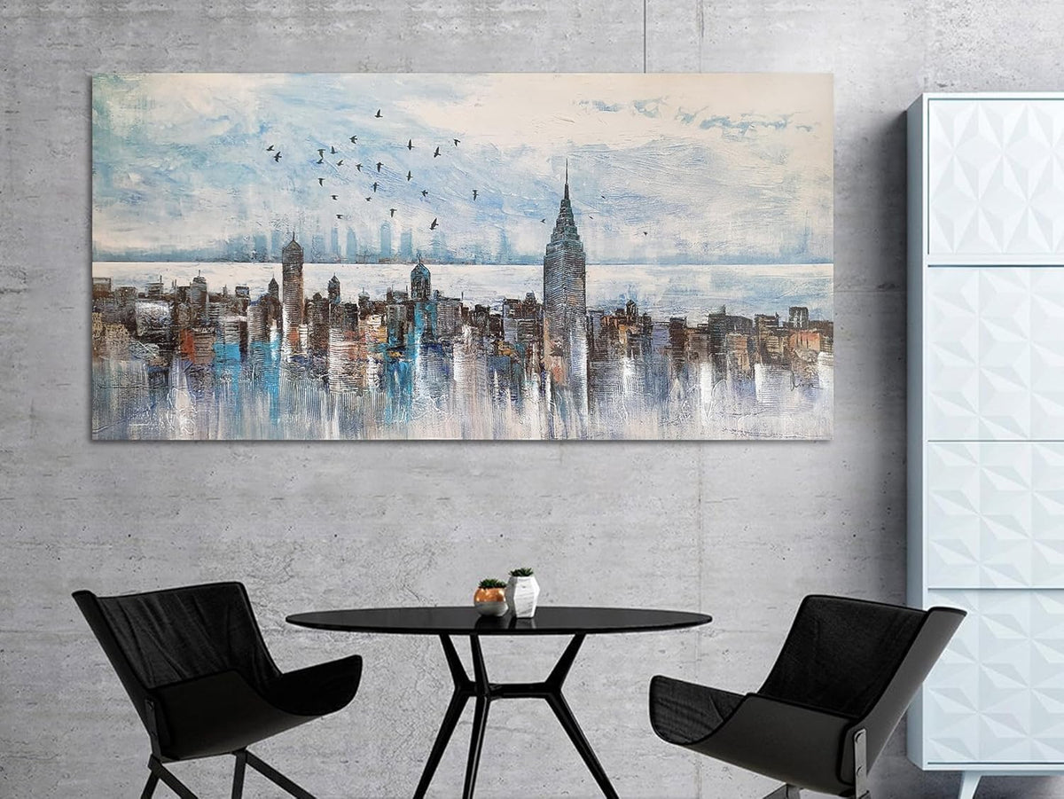 Arjun Cityscape Wall Art New York City Skyline Buildings Picture Modern Abstract Grey NYC Skyline