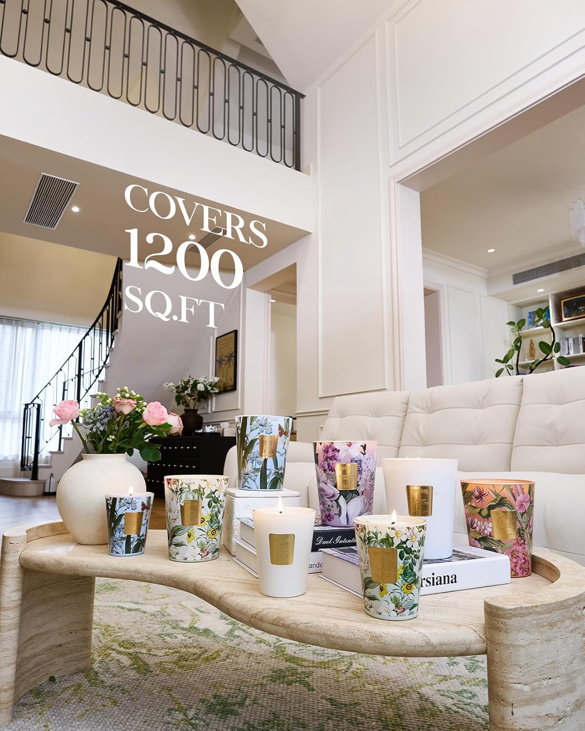 M&SENSE Large Soy Scented Candles Peony & Blush Sude, Non Toxic Natural Spring Candles 35oz 150