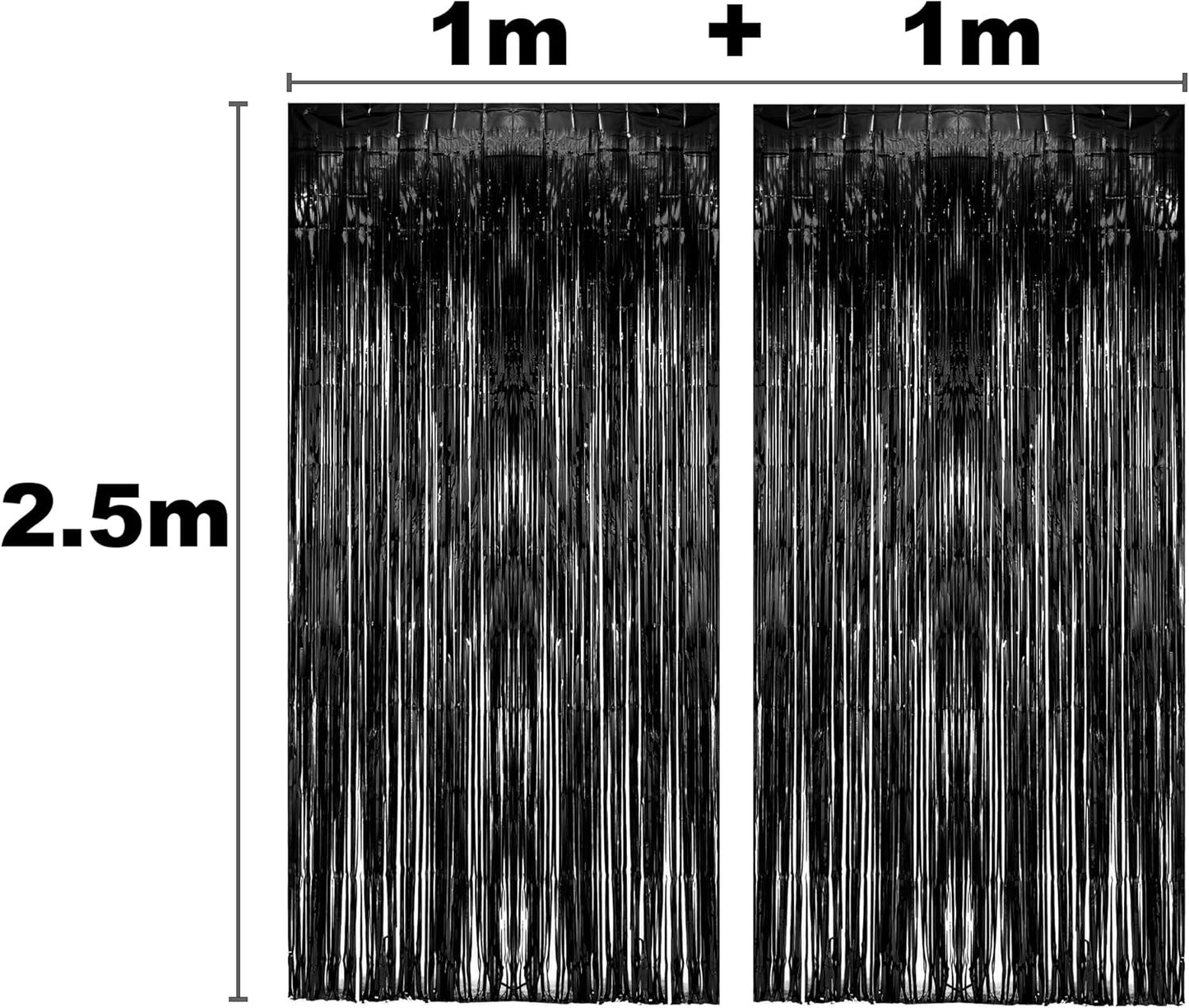 Black Tinsel Backdrop Curtain - GREATRIL Tinsel Curtain Party Backdrop Streamers for Wizard
