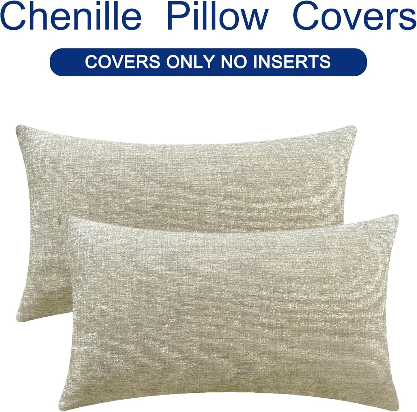 CaliTime Throw Pillow Covers Decorative 16 X 26 Inches Pack of 2 Cozy Chenille Cushion Cases for