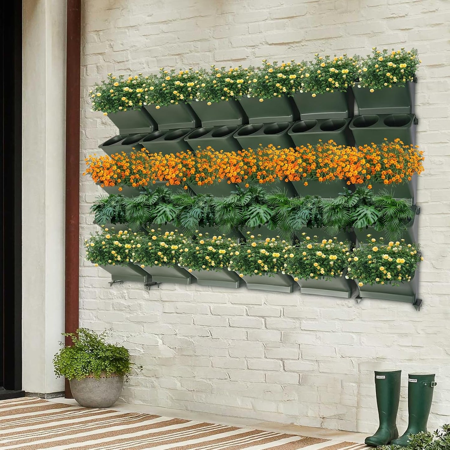 JOMCYDM Vertical Planter with 30 Pockets Wall Mounted Planter Living Wall Planter Indoor Outdoor