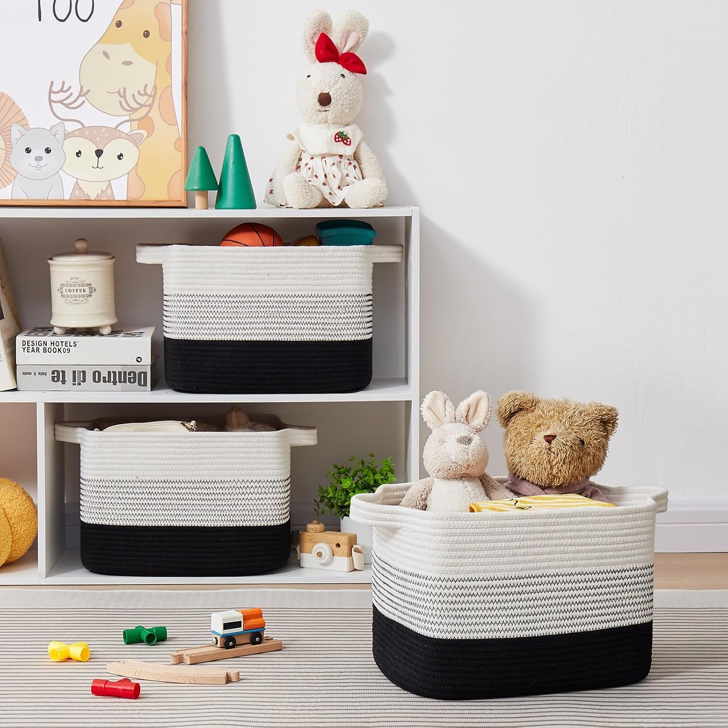Storage Basket for Organizing, Woven Baskets for Storage, Rectangle Decorative Baskets for Shleves