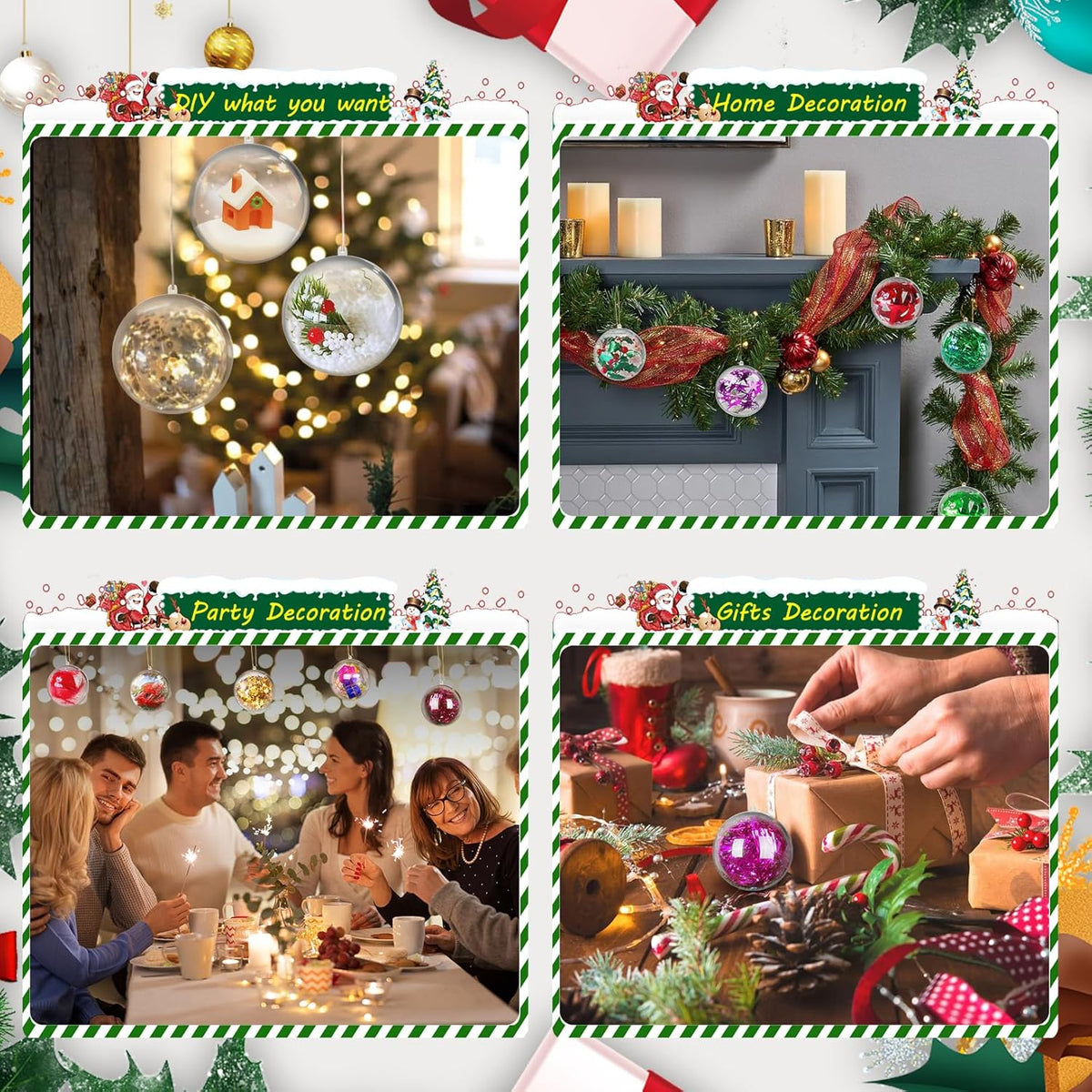 20PCS Christmas Ornaments,5CM Clear Plastic Ornaments Balls,Clear Christmas Ornament for