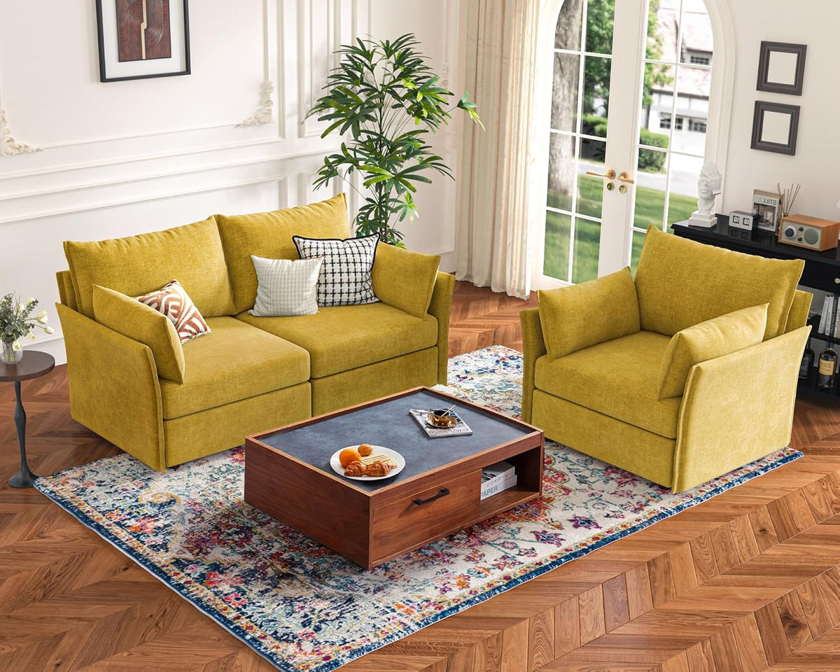 136.4" Oversized Modular Sectional Sofa, U Shaped Convertible Couch with Movable Ottoman, Large 7