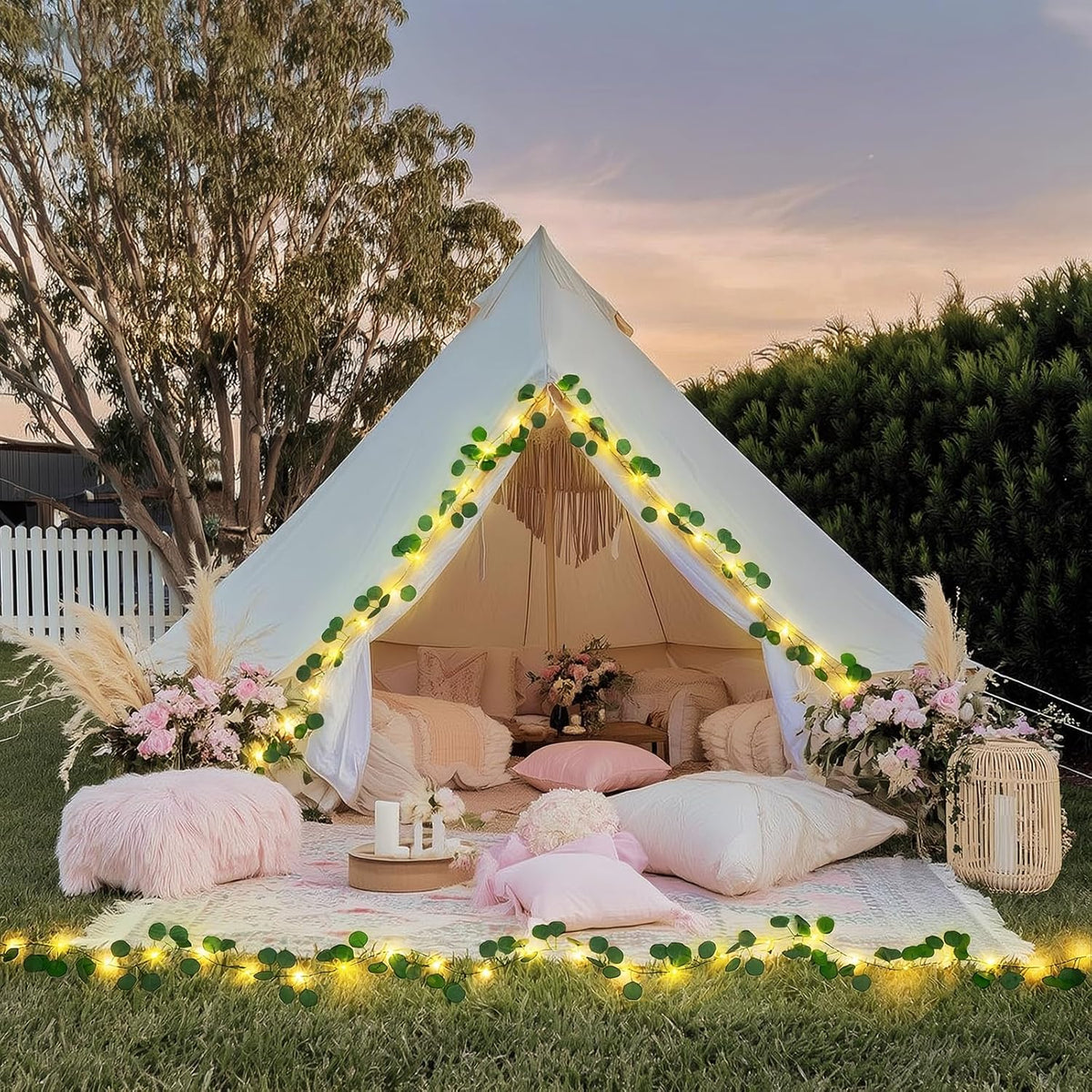 JMEXSUSS 33 FT 100 LED Eucalyptus Vine Fairy Lights, Vines with Lights Battery Operated with