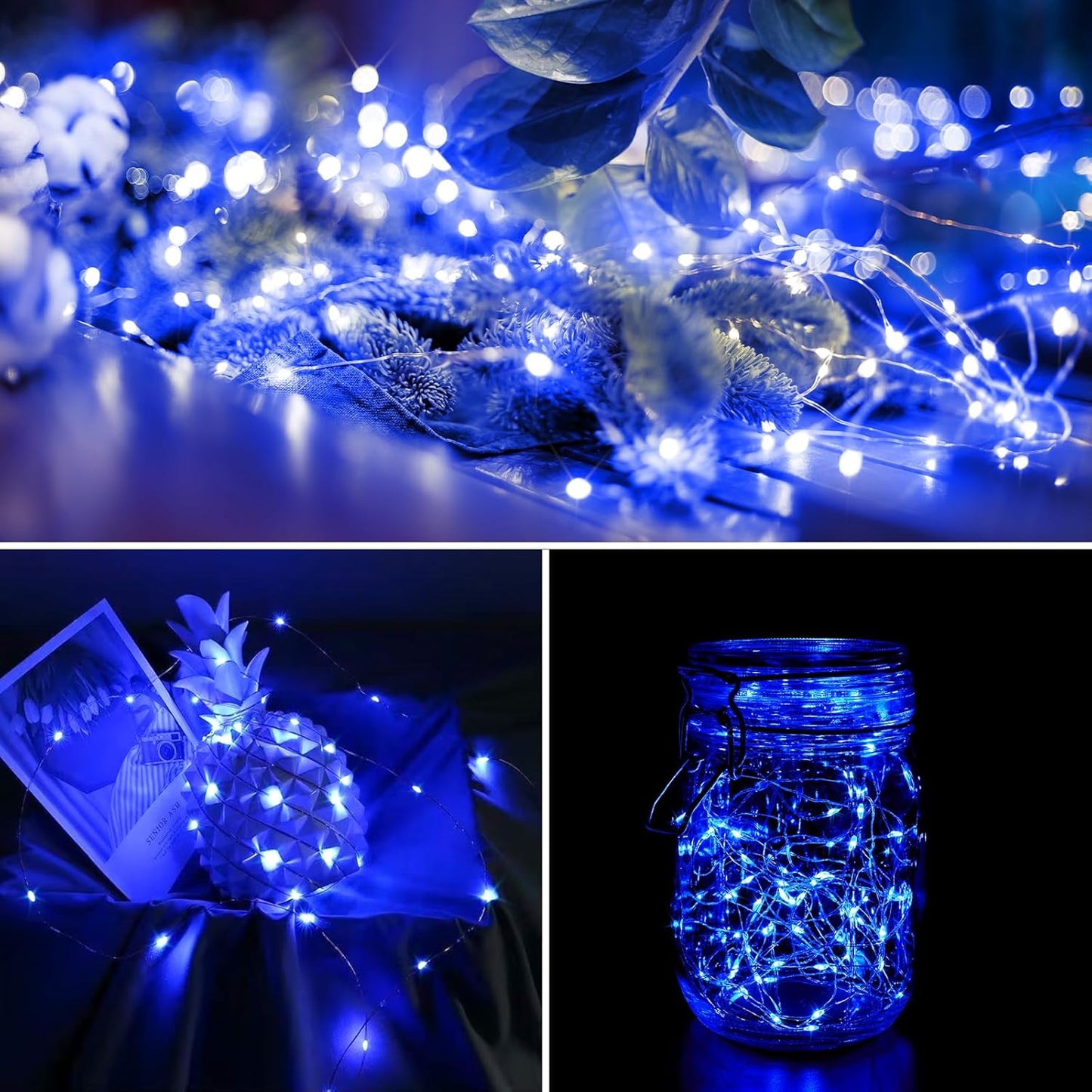 2-Pack 200 LED Solar Fairy Lights Outdoor, Upgraded Oversize Lamp Beads & Super Bright Solar String
