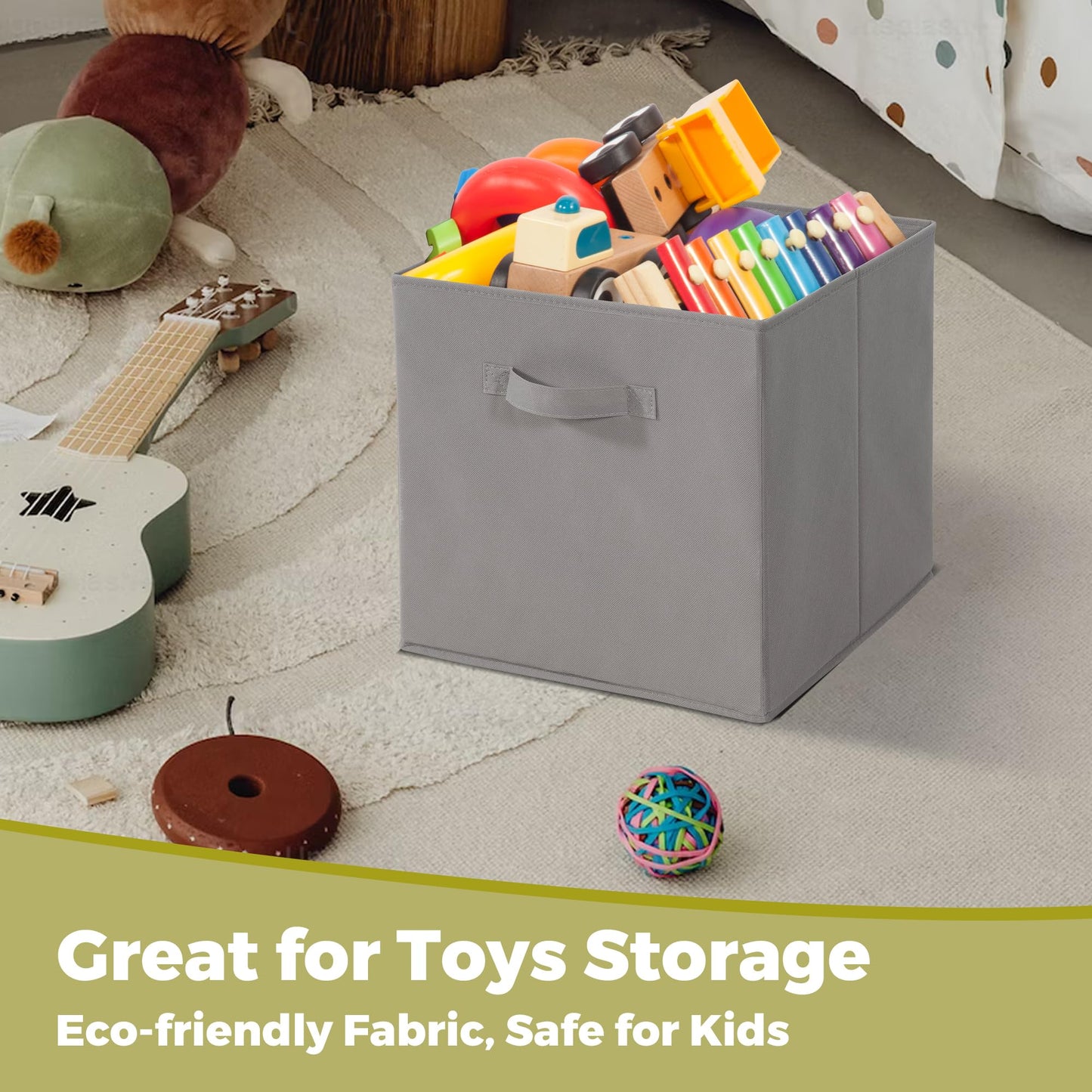 STORAGEIDEAS 11x11 Storage Bins, Set of 4 Storage Cubes, Collapsible Cube Storage Bins, Fabric