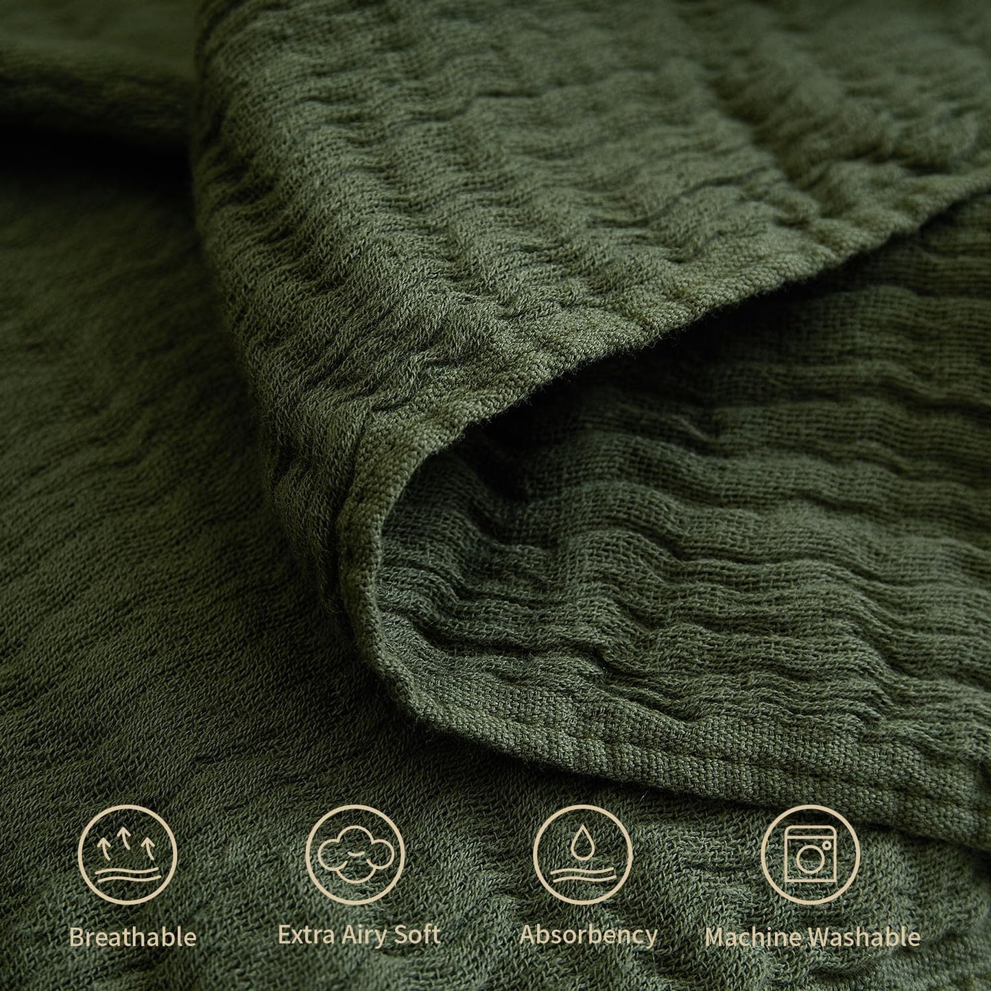100% Cotton Muslin Throw Blanket for Bed, Couch, Small, Decorative, Soft, Pre-Washed, Breathable