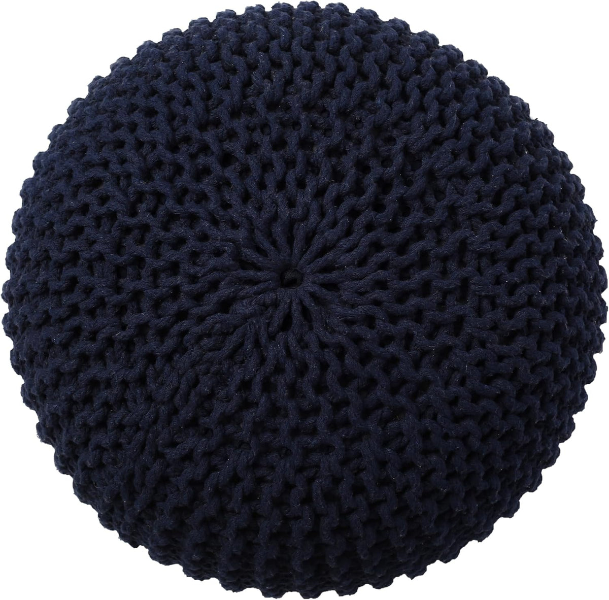 REDEARTH Round Pouf Foot Stool Bean Bag Ottoman - Cable Knitted Cord Boho Pouffe - Poof Accent Bean