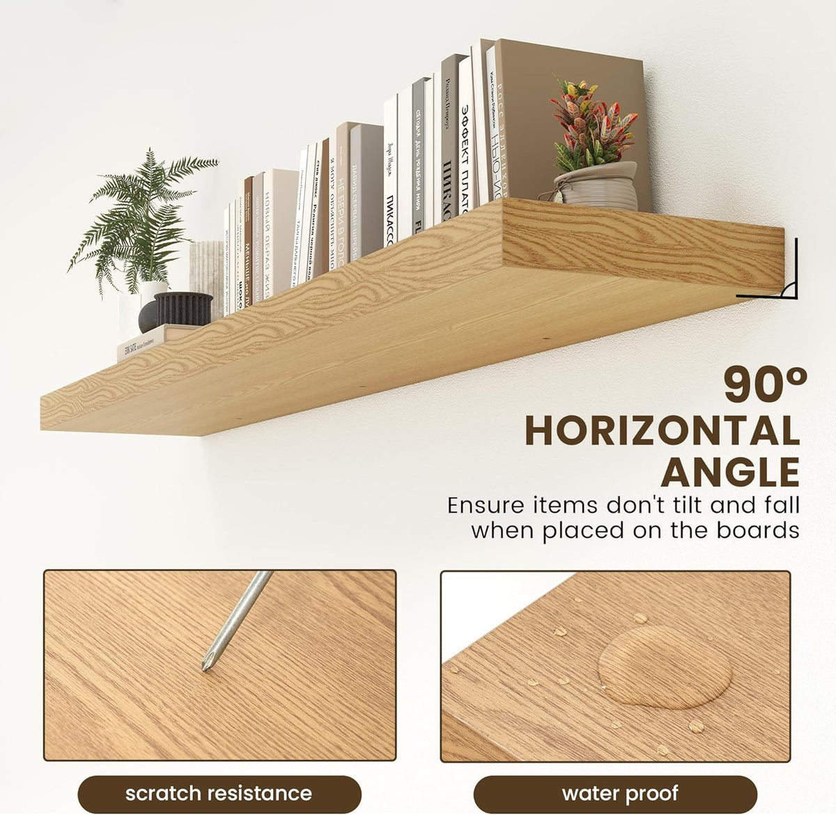 Deep Floating Shelves for Wall - 72 Inch Wide x 12 Inch Deep Wall Shelves Set of 1 - Rustic Oak