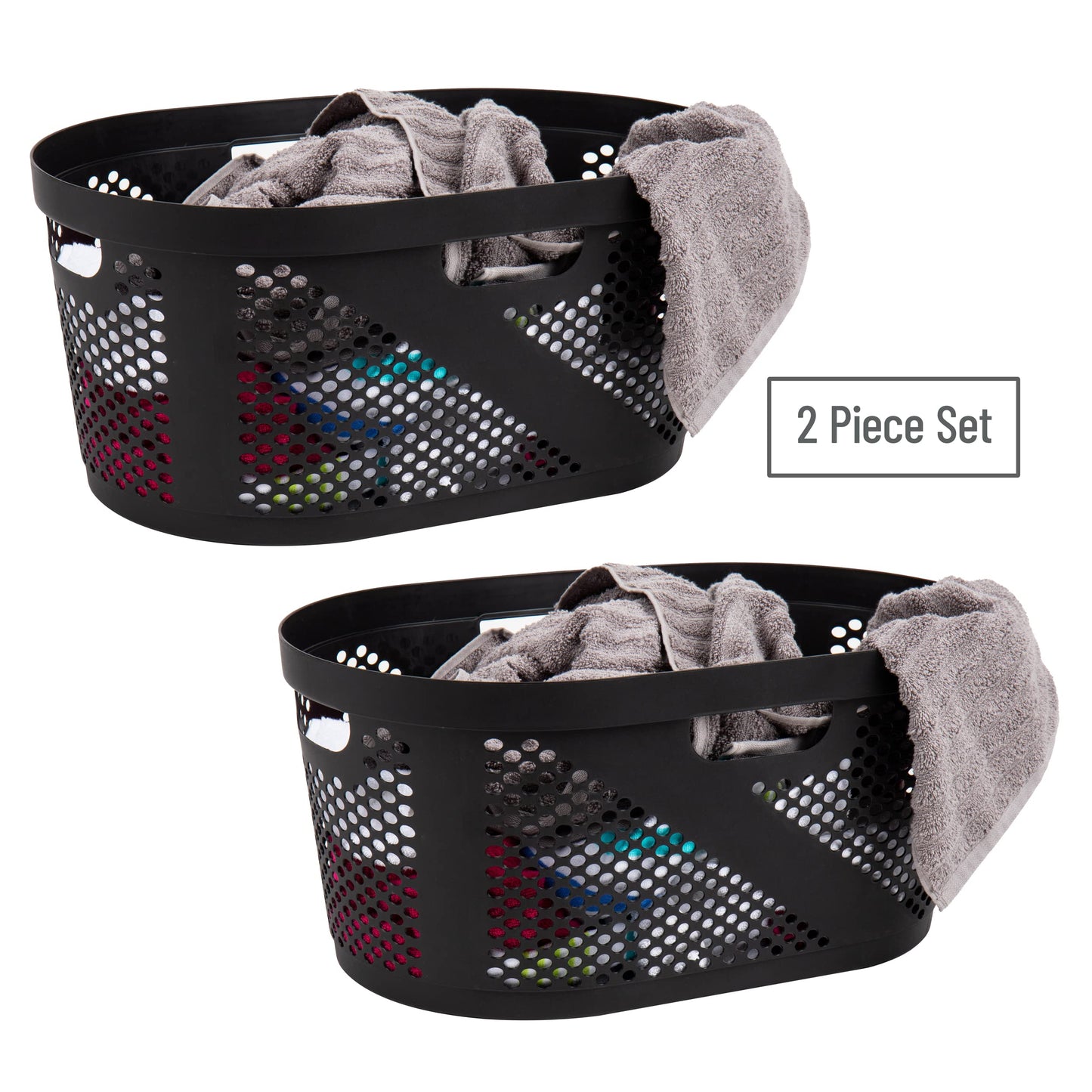 Mind Reader 40L Ventilated Laundry Baskets, Lightweight Clothes Hamper with Cutout Handles for