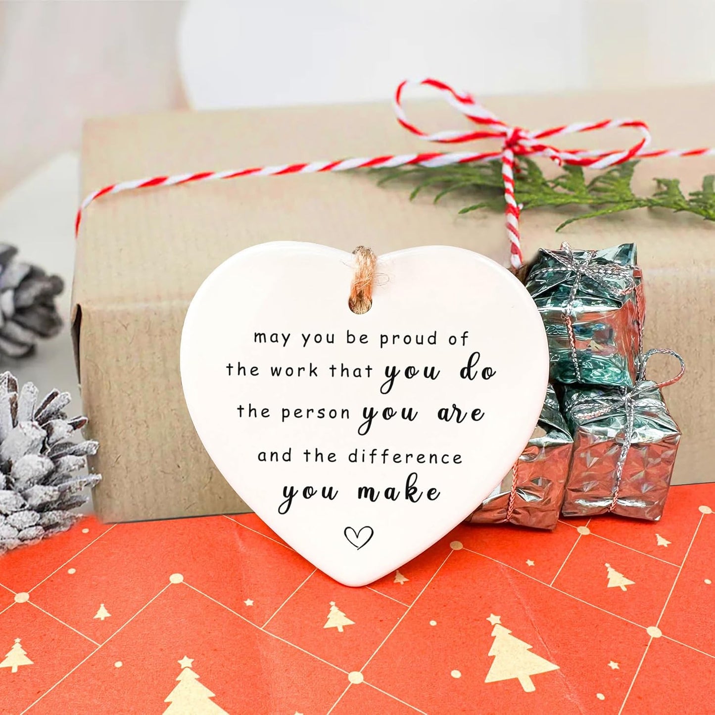 Thank You Ceramic Heart Ornament - May You Be Proud of The Work You Do, Leaving Gift, New Job