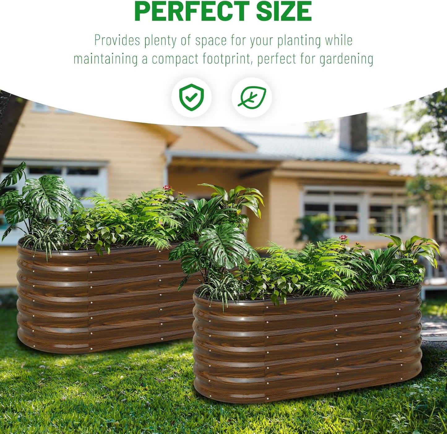 SnugNiture Galvanized Steel Raised Garden Bed, 4x2x2 ft, Outdoor Oval Deep Root Planter Box for