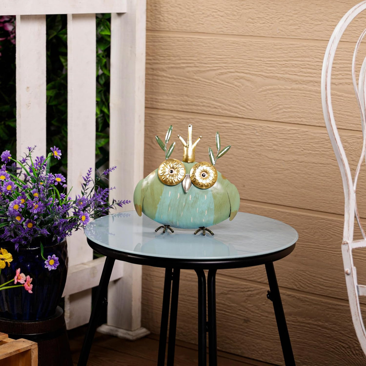 Alpine Corporation MCC808HH Metal Owl Queen, Whimsical Animal Outdoor Décor for Patio, Lawn &