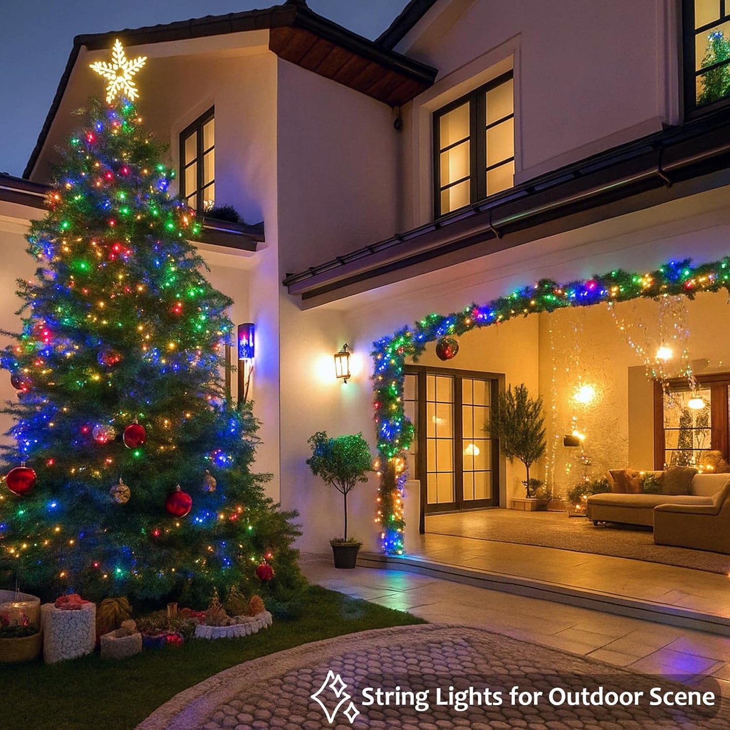 2 Pack String Lights Battery Operated with Timer, 66FT 200 LED Waterproof Battery Twinkle Lights, 8