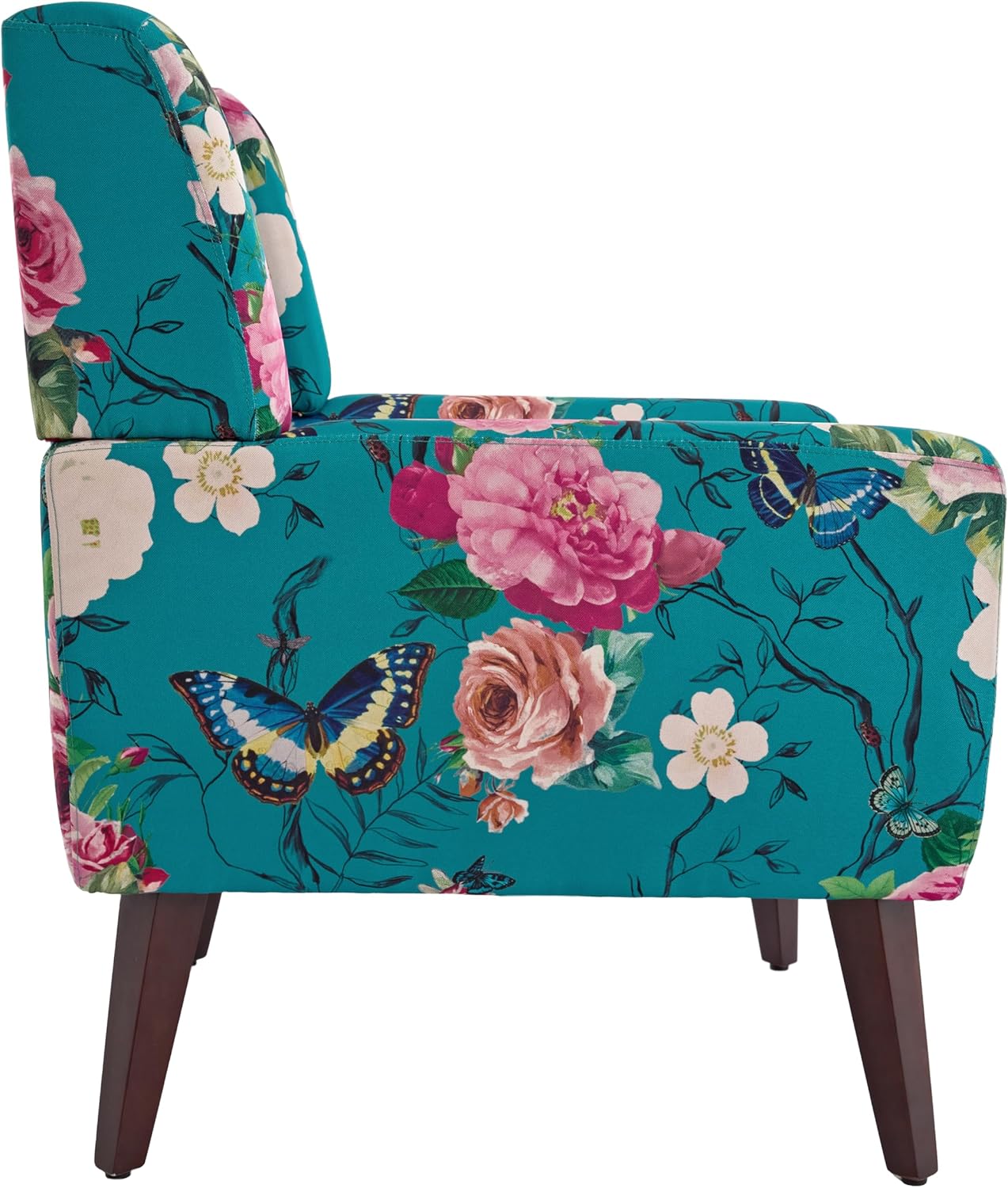 UIXE Floral Accent Chair, Modern Upholstered Armchair in Fabric for Living Room, Comfy Club Arm
