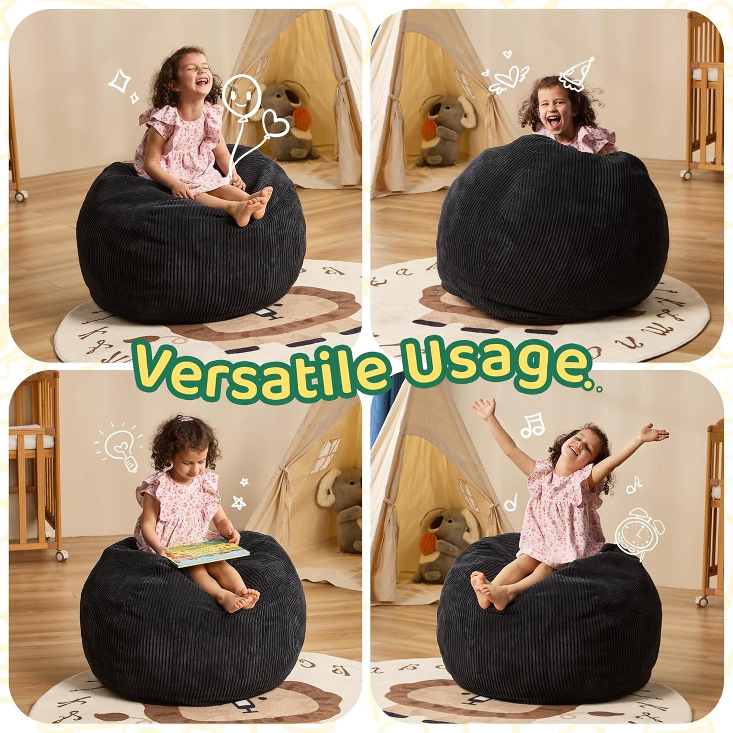 Bean Bag Chairs Teardrop Bean Bag Chair Beanbag Chair with Memory Foam Filled Machine Washable