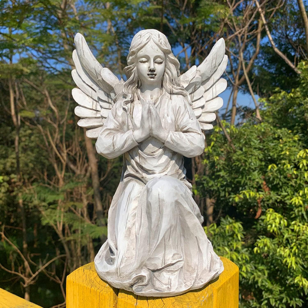 Praying Angel Garden Statue, Religious Fairy Sculpture Waterproof Decorative Figurine Art Decor for