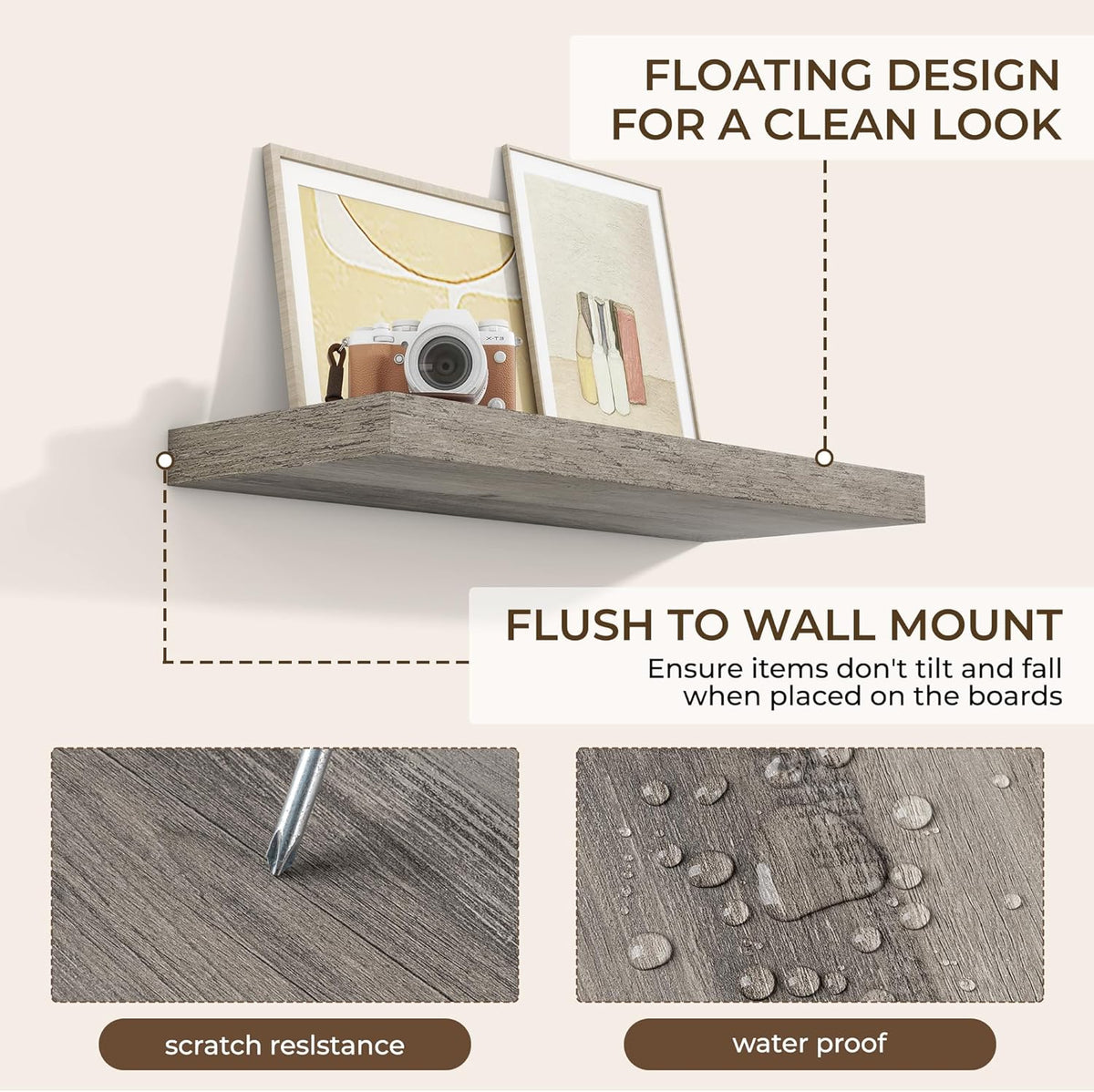 RICHFOCUS 31.5Inch Floating Shelves for Wall 2 Pack Shelves for Bedroom|Kitchen|Bathroom Wall