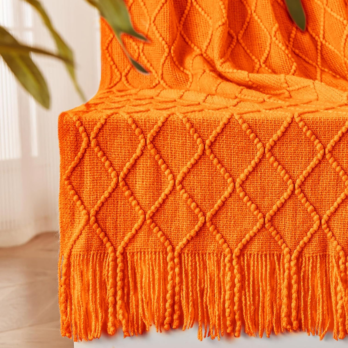inhand Fall Throw Blanket Burnt Orange for Couch, Soft Living Room Home Decor Knitted Twin Size