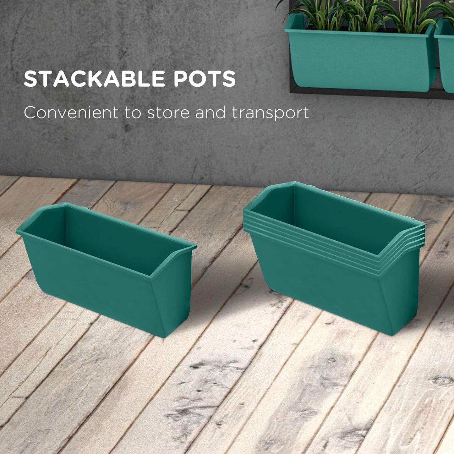 Outsunny 3-Tier Wall Planter with 6 Pots for Indoor and Outdoor Use, Hanging Plant Holder, Self