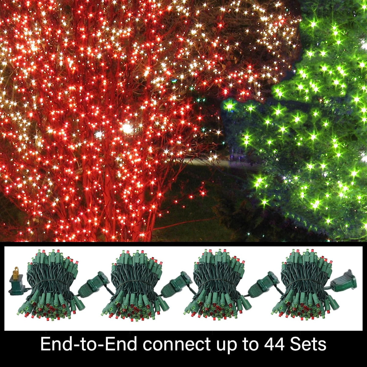100 Count Red and Green - String Lights - 21.6FT LED Christmas Lights, Mini led Lights for Indoor