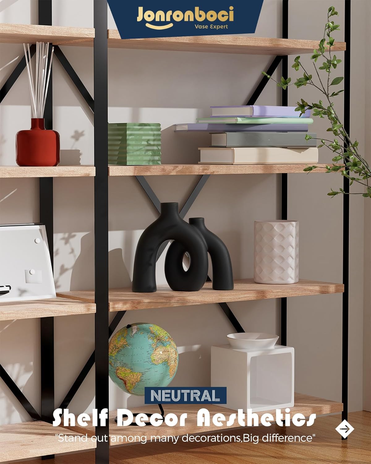 Matte Black Vase Set - Hug Hollow Donut Aesthetic Ceramic Vases Home Decor, Modern Nordic