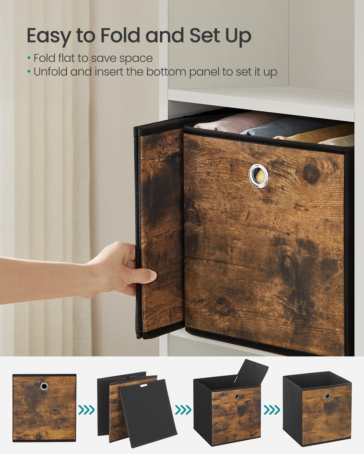 SONGMICS Storage Cubes, Set of 8, 11-Inch Foldable Closet Organizers