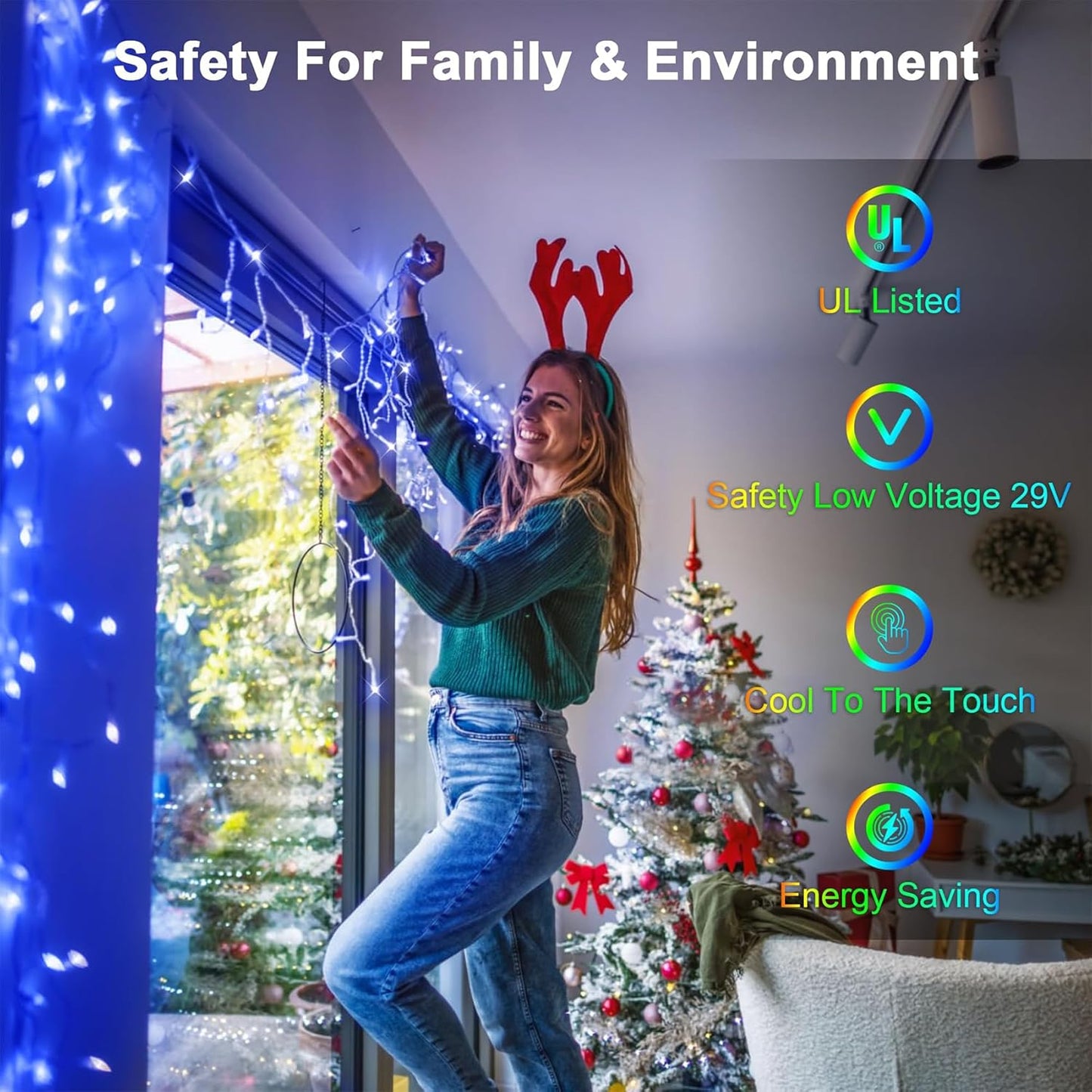 132FT 1332 LED Outdoor Christmas Lights - 296 Ice Drops, 12 Pro Modes with Timer Memory &