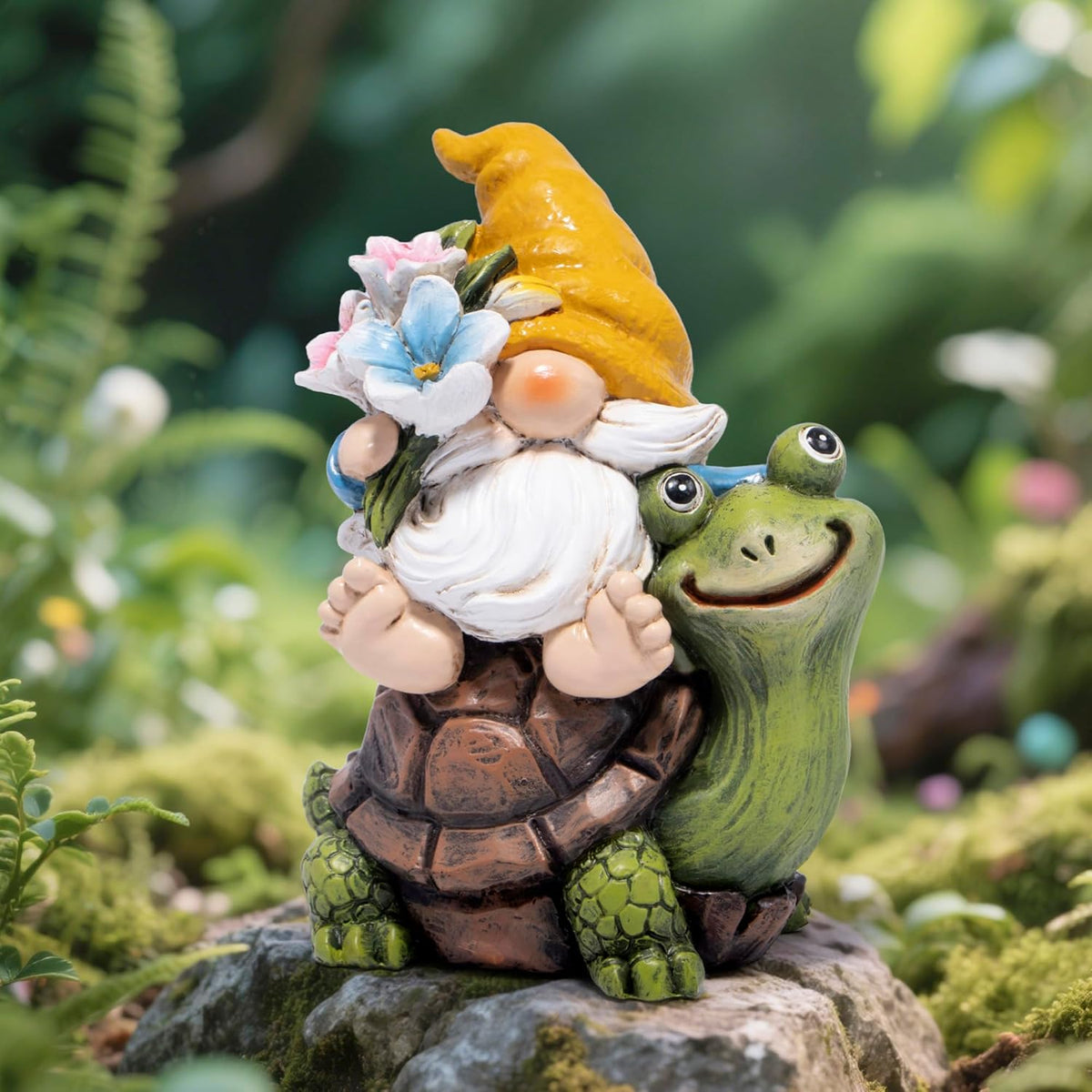 Hodao Spring Garden Gnome Decoration Flower Animal Ornaments Decor Gifts Spring Gnomes for Garden