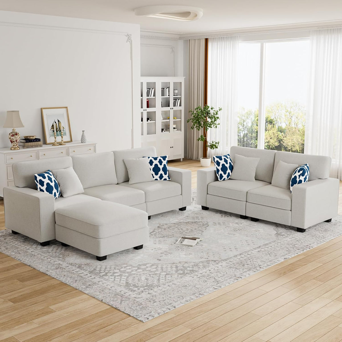 L Lengend Vansen Modular Sectional Sofa U Shaped Couch with Ottoman Modern Reversible Corner