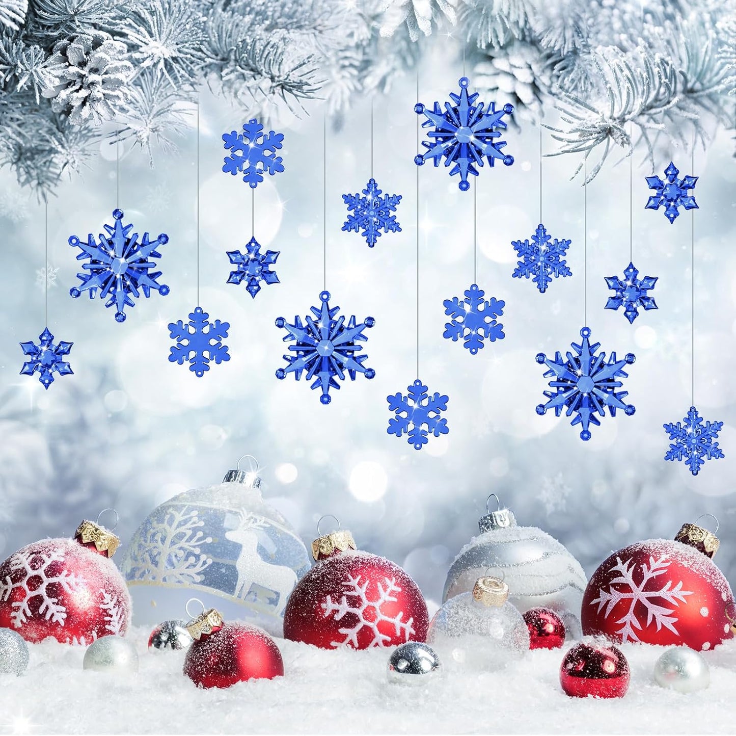 Dilunave 40 Pieces Christmas Snowflake Ornaments Acrylic Christmas Tree Decorations Crystal