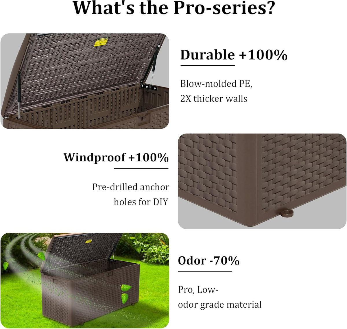 180 Pro Gallon Waterproof Outdoor Storage Bin Resin Deck Box for Patio, Poolside, and Garden